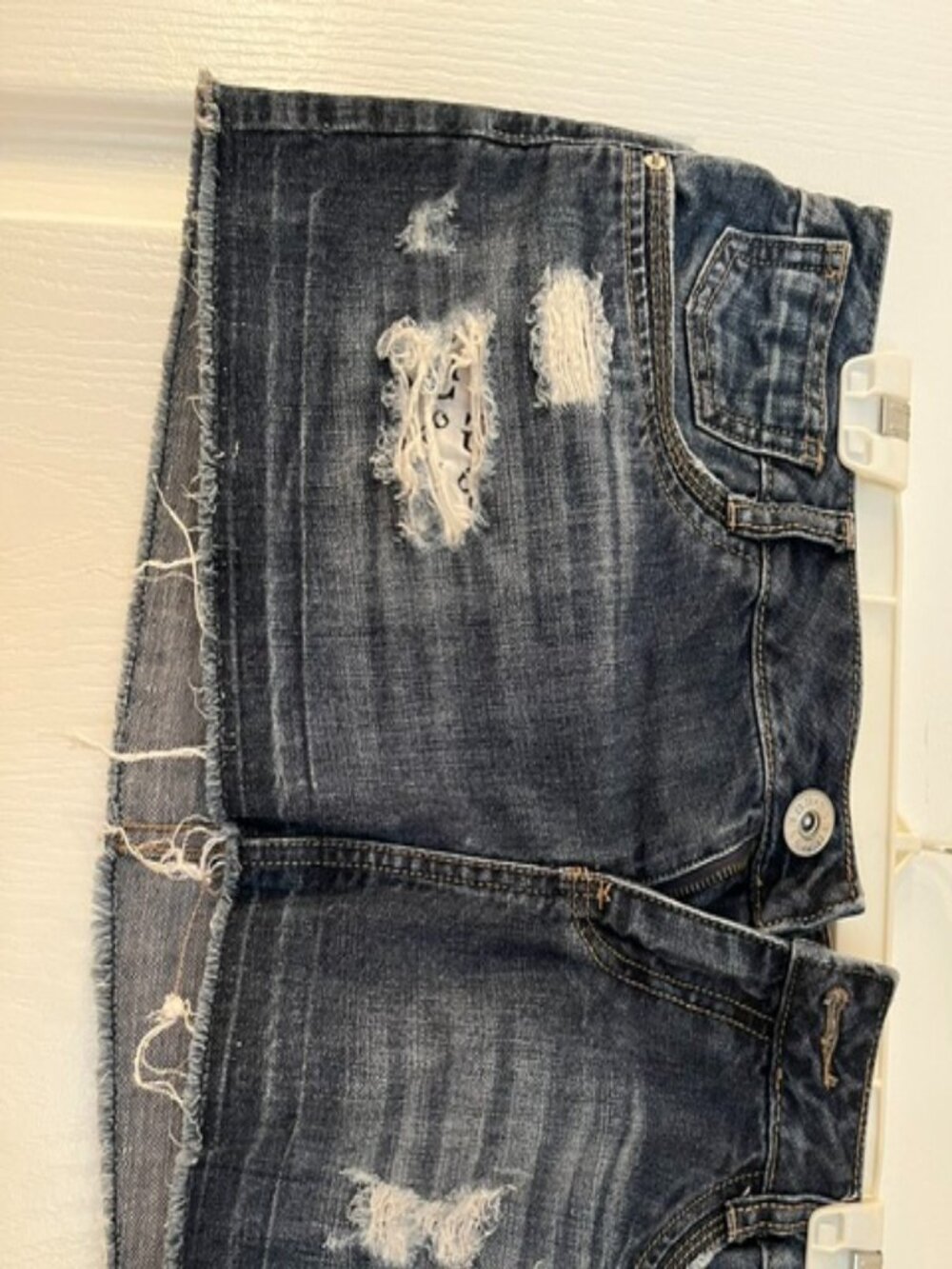 Guess Distressed Denim Mini Skirt - M